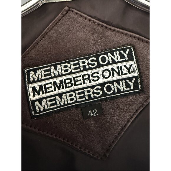 Members Only Men's Chocolate Brown Leather Bomber Jacket 42 - Picture 10 of 16